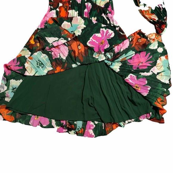 Maeve Anthropologie Pleated V-Neck Dress Floral Midi Long Sleeve 12 - Picture 7 of 10